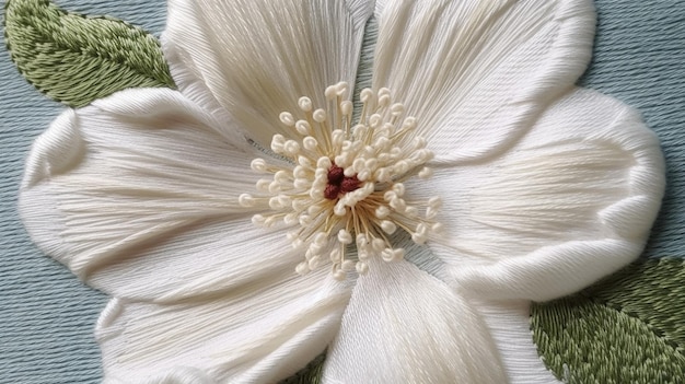 haftowana tkanina z kwiatowym wzorem